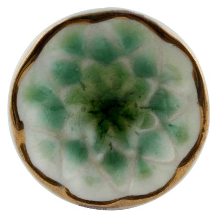 Sea Green Cut Ceramic Cabinet Knob in Silver Fitting